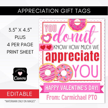 Teacher appreciation valentines tags